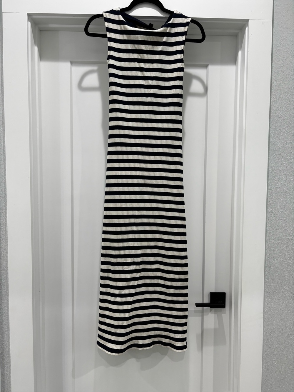 J. Crew Navy and White Striped Sleeveless Maxi Dress